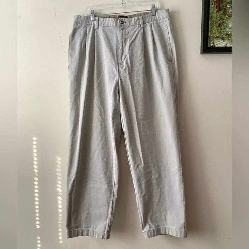 Tommy Hillfiger Vintage Pleated Chinos Casual Cotton Pants Beige Size 38X30